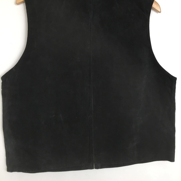 Vintage Y2K Women’s Suede Vest Stonebridge Black Zip Front Size Large Western - Picture 8 of 11
